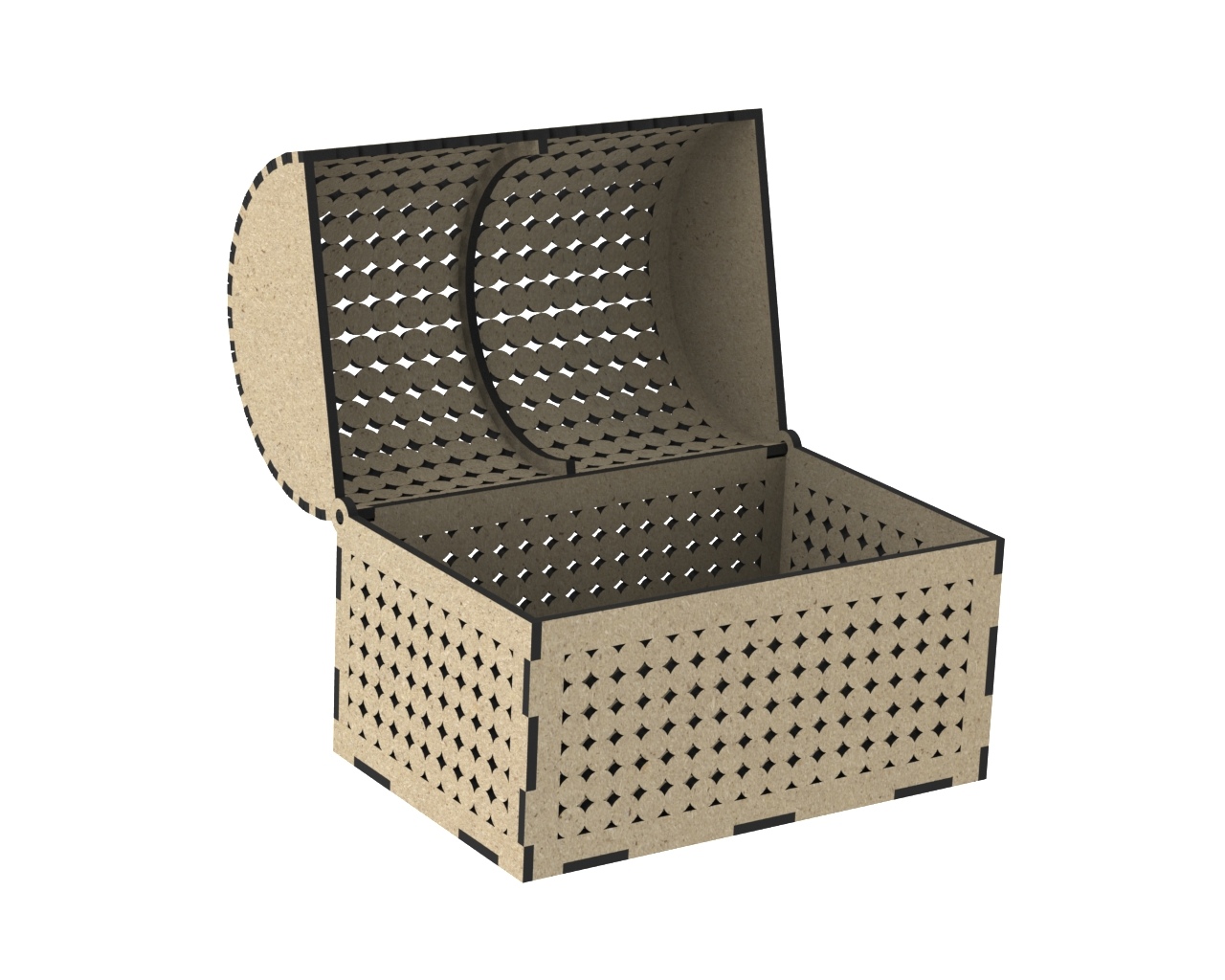 Laser Cut Wooden Chest With Decorative Lid DXF File