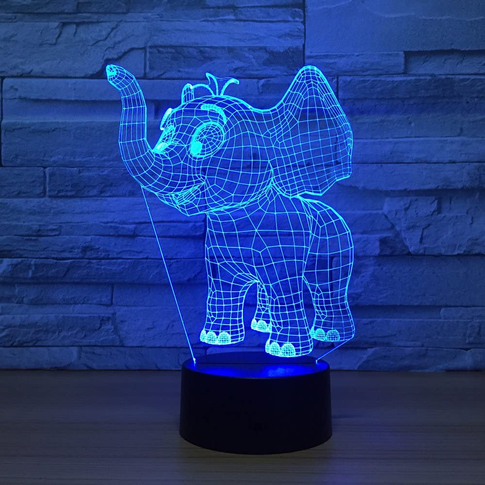 Lampada da scrivania con luce notturna 3D a forma di elefantino con taglio laser Lampada con illusione ottica 3D