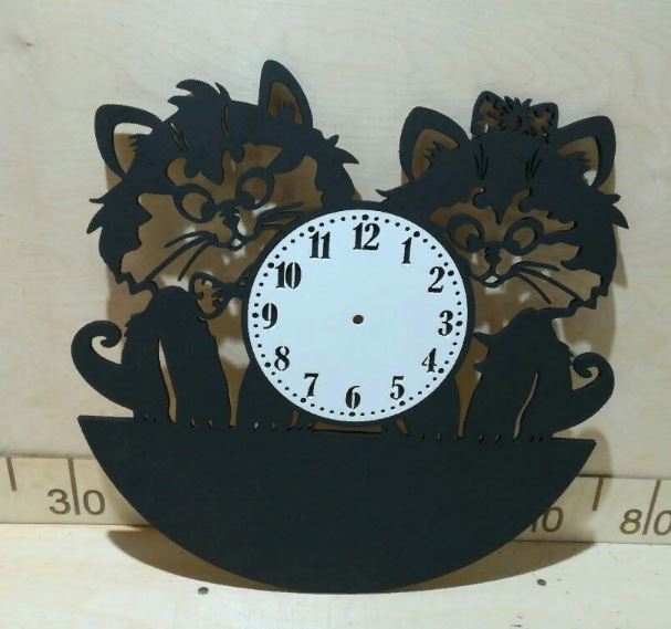 激光切割可爱猫咪挂钟