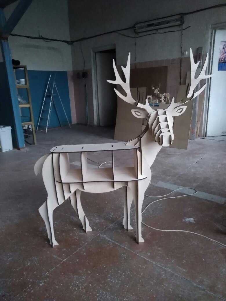 Wooden Deer Table Storage Book Shelf Furniture Laser Cut Template Free Vector