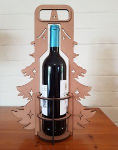 Laser Cut Christmas Wine Holder 3mm Free Vector