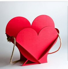 Cesta con forma de corazón de regalo de San Valentín cortada con láser