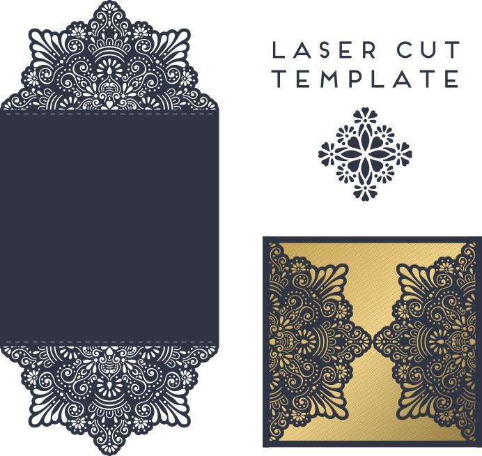 Laser Cut Christmas Greeting Card Design Template Free Vector