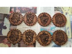 Laser Cut Harry Potter Cup Holders Coasters Free Vector