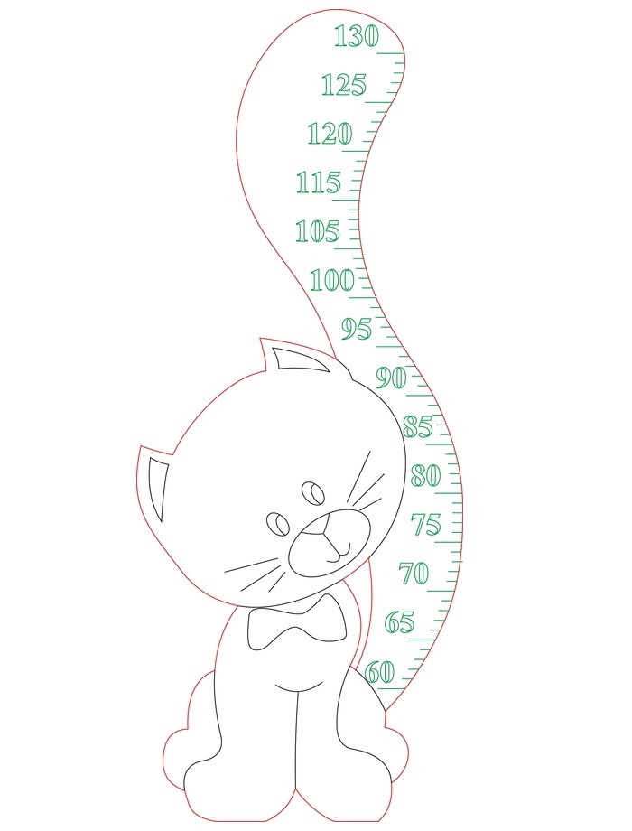 Laser Cut Cute Cat Growth Height Chart Free Vector