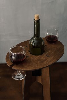Soporte de vino cortado con láser Mesa de vino para dos regalo para parejas