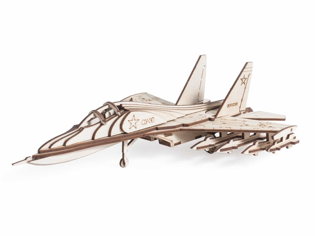 Laser Cut Wooden Fighter SU-30 Model Toy Free Vector