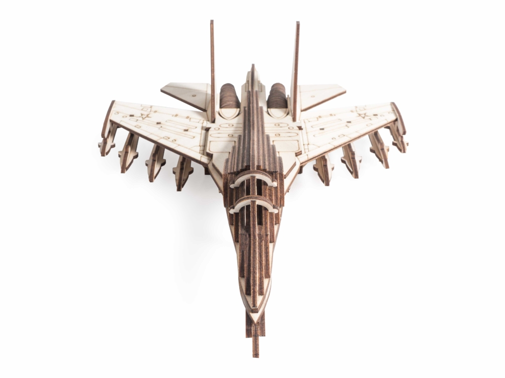 Laser Cut Wooden Fighter SU-30 Model Toy Free Vector