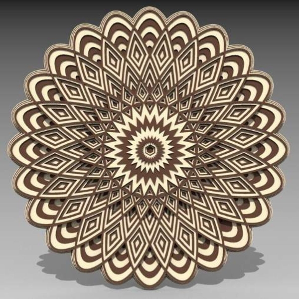 Lazer Kesim 3D Katmanlı Mandala