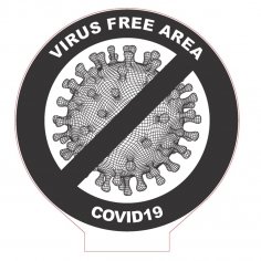 레이저 컷 COVID19 바이러스 없는 지역 아크릴 램프