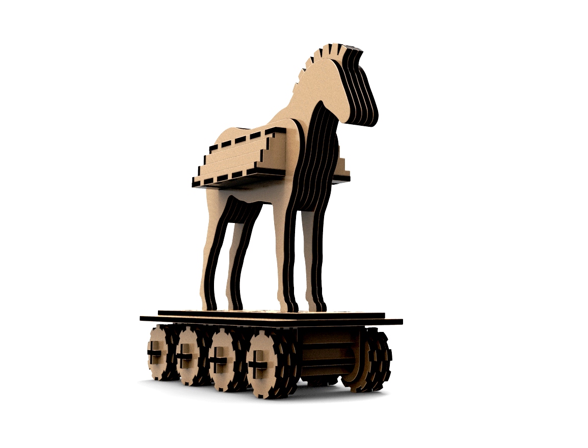 Laser Cut Trojan Horse Free Vector cdr Download - 3axis.co