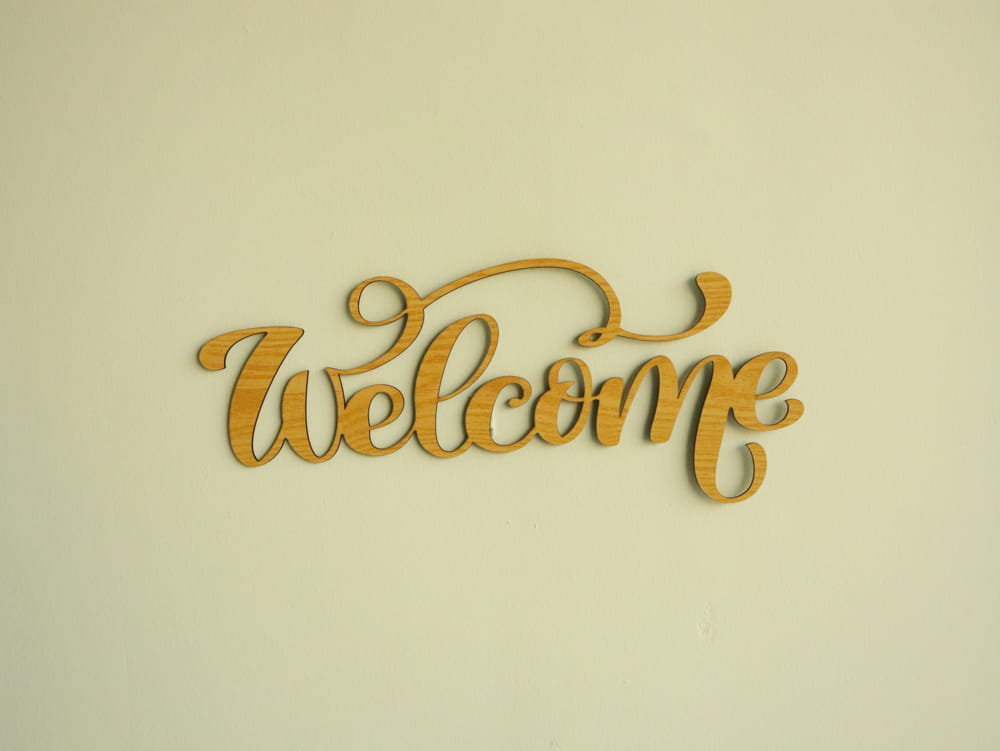 Laser Cut Welcome Wooden Sign Free Vector