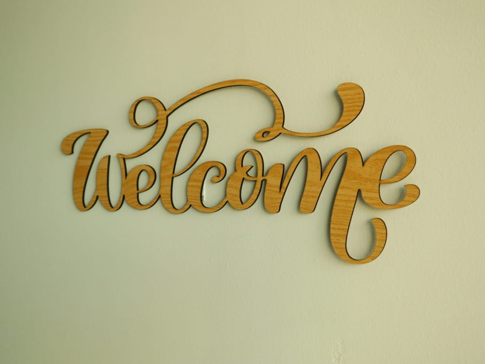 Laser Cut Welcome Wooden Sign Free Vector