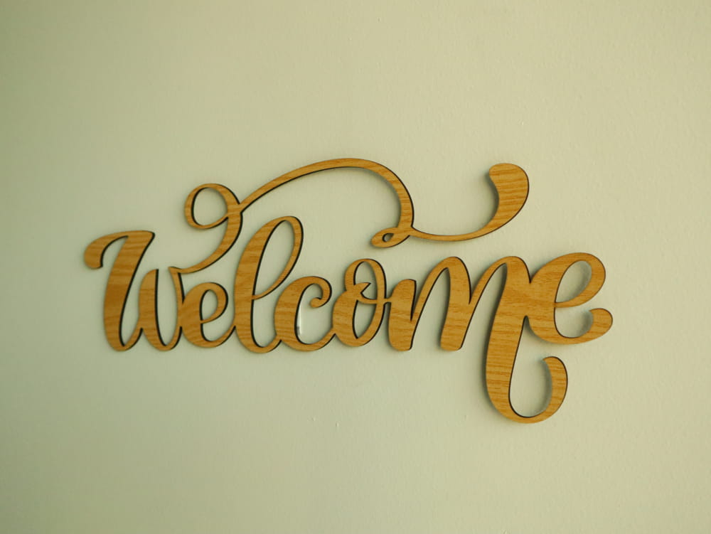 Laser Cut Welcome Wooden Sign Free Vector