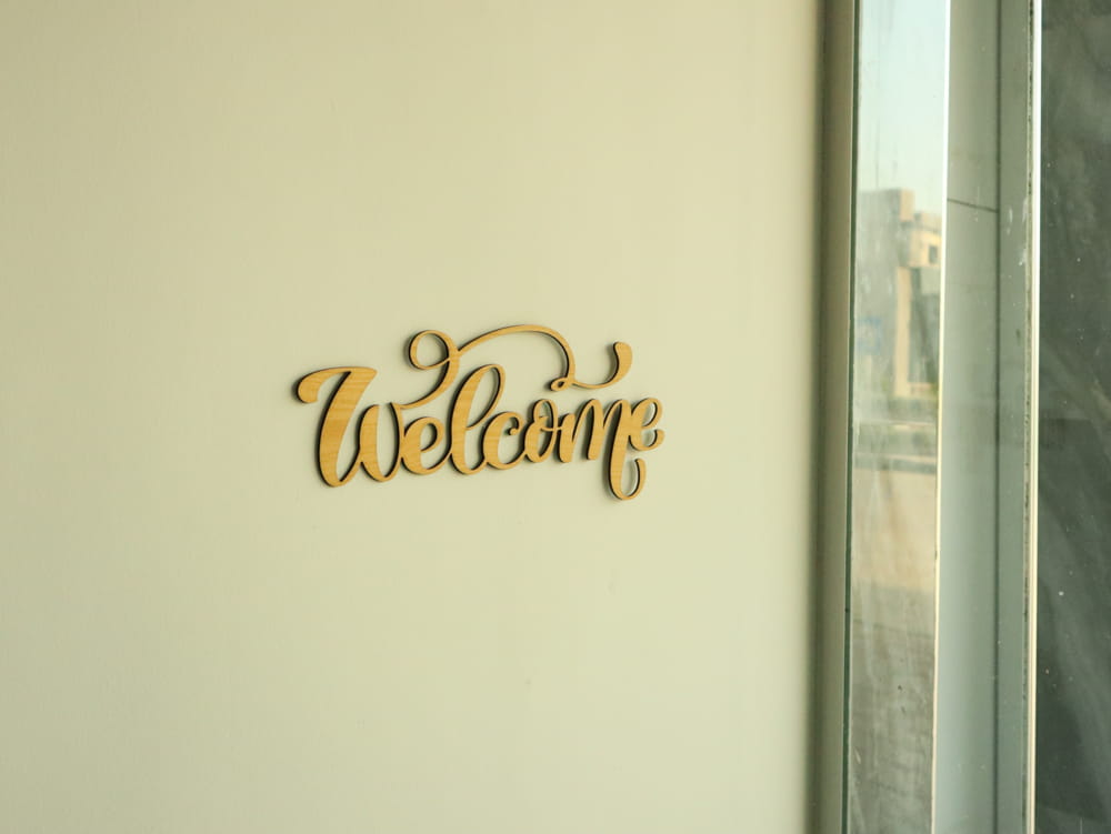 Laser Cut Welcome Wooden Sign Free Vector