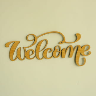 Laser Cut Welcome Wooden Sign Free Vector