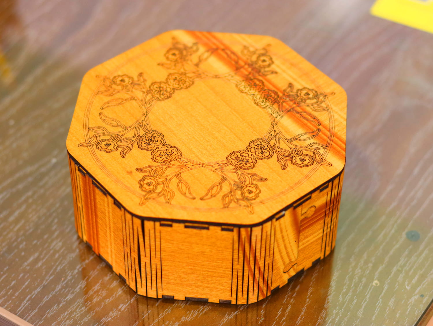 Laser Cut Octagon Wooden Box Free Vector