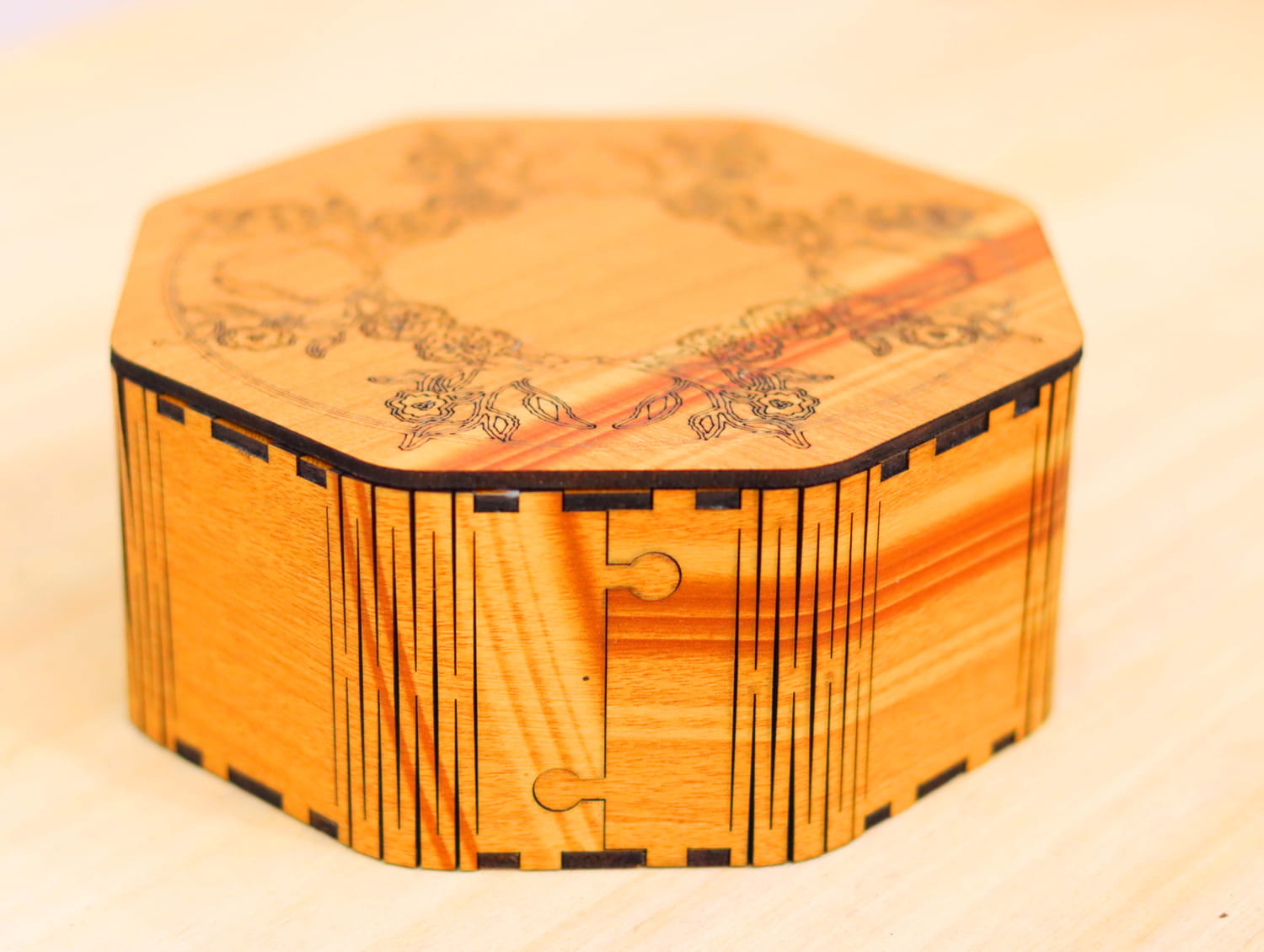 Laser Cut Octagon Wooden Box Free Vector