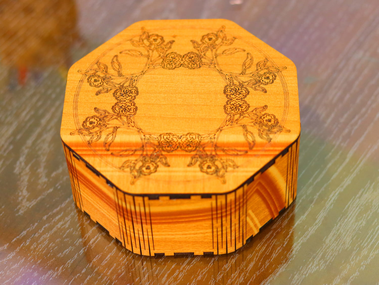 Laser Cut Octagon Wooden Box Free Vector