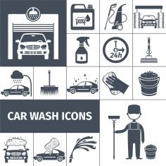 Symbole für die Autowäsche