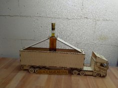 Camión con caja de regalo de madera cortada con láser