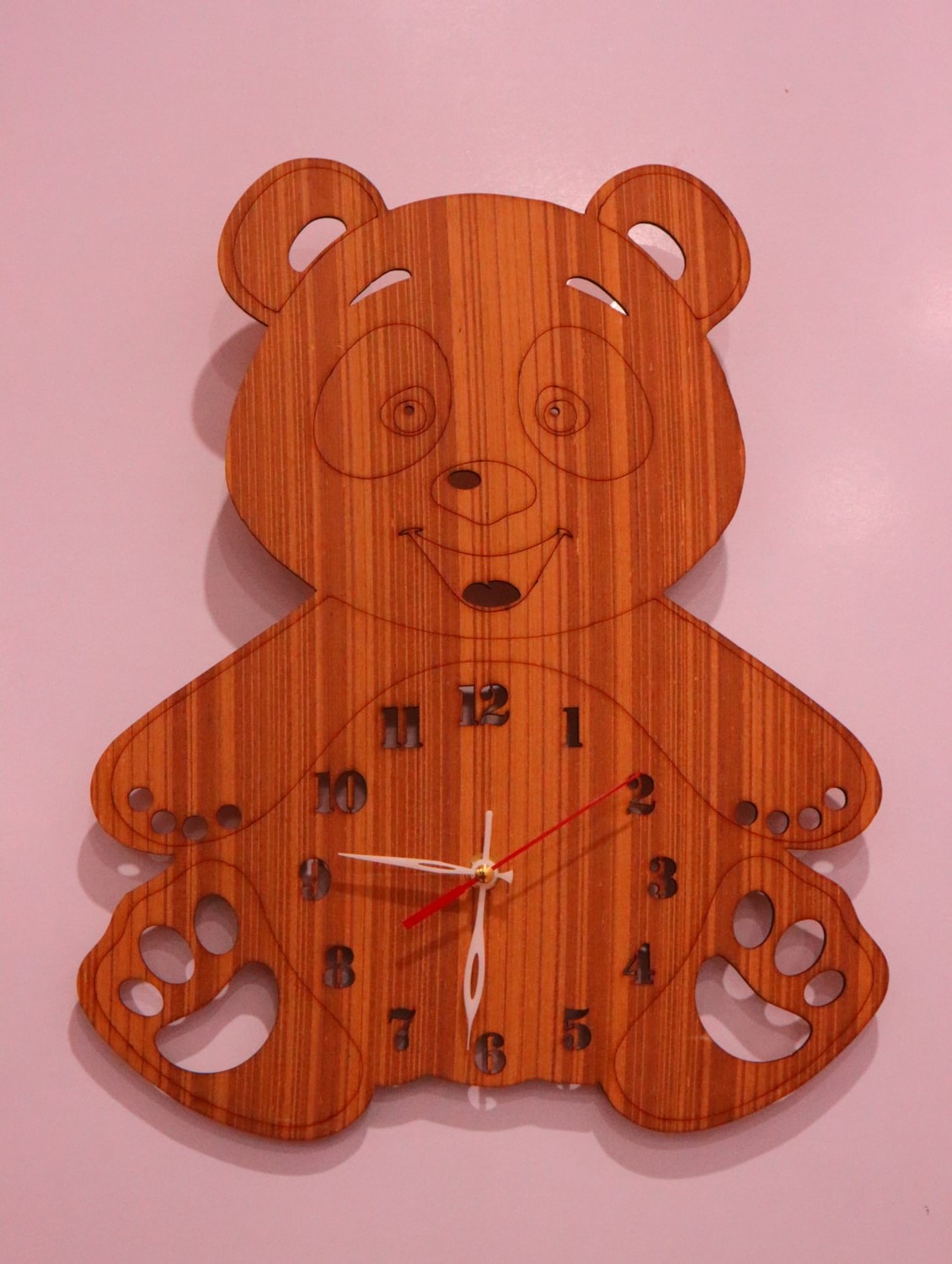 Laser Cut Wooden Bear Wall Clock Free Vector