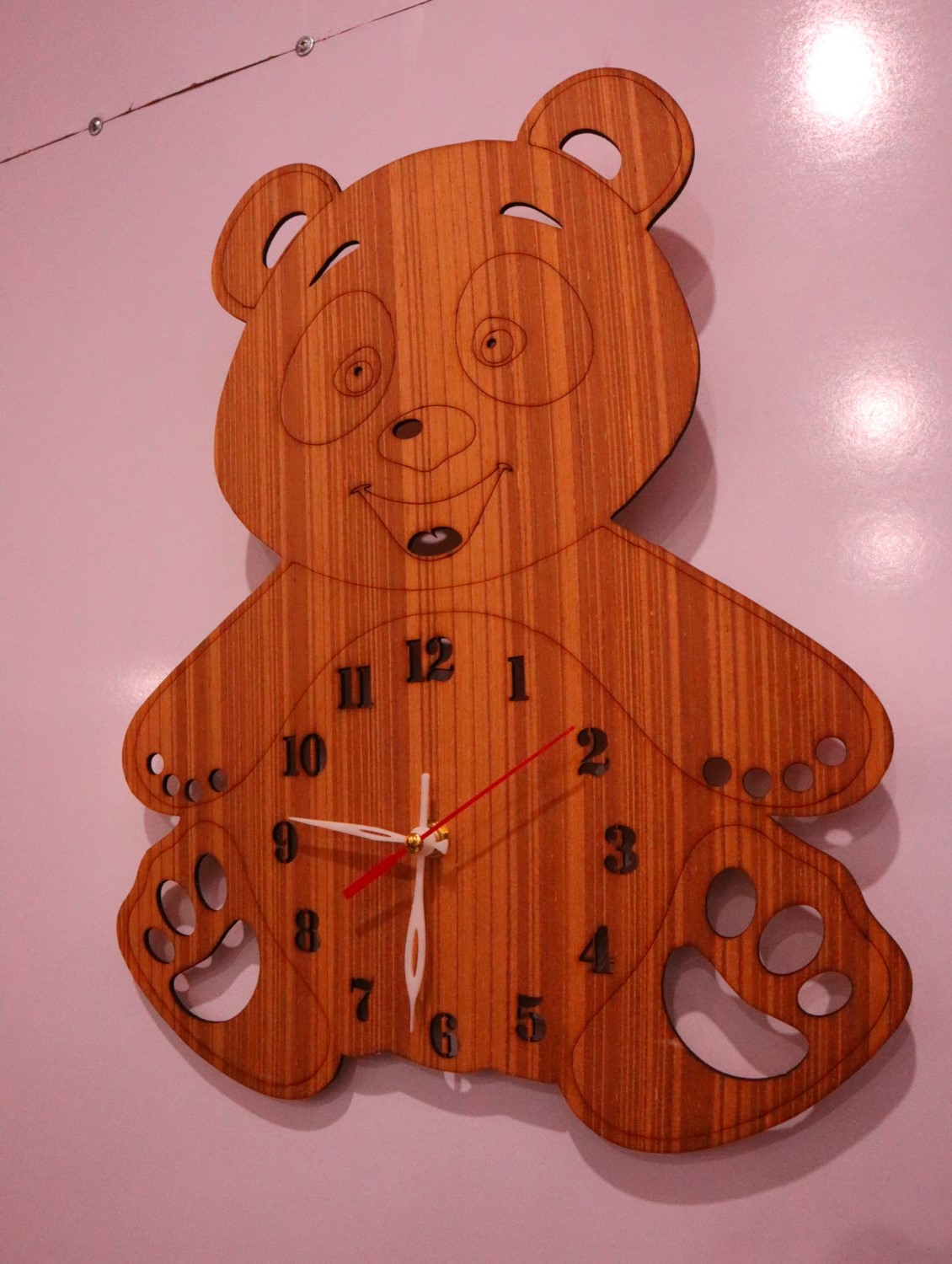 Laser Cut Wooden Bear Wall Clock Free Vector