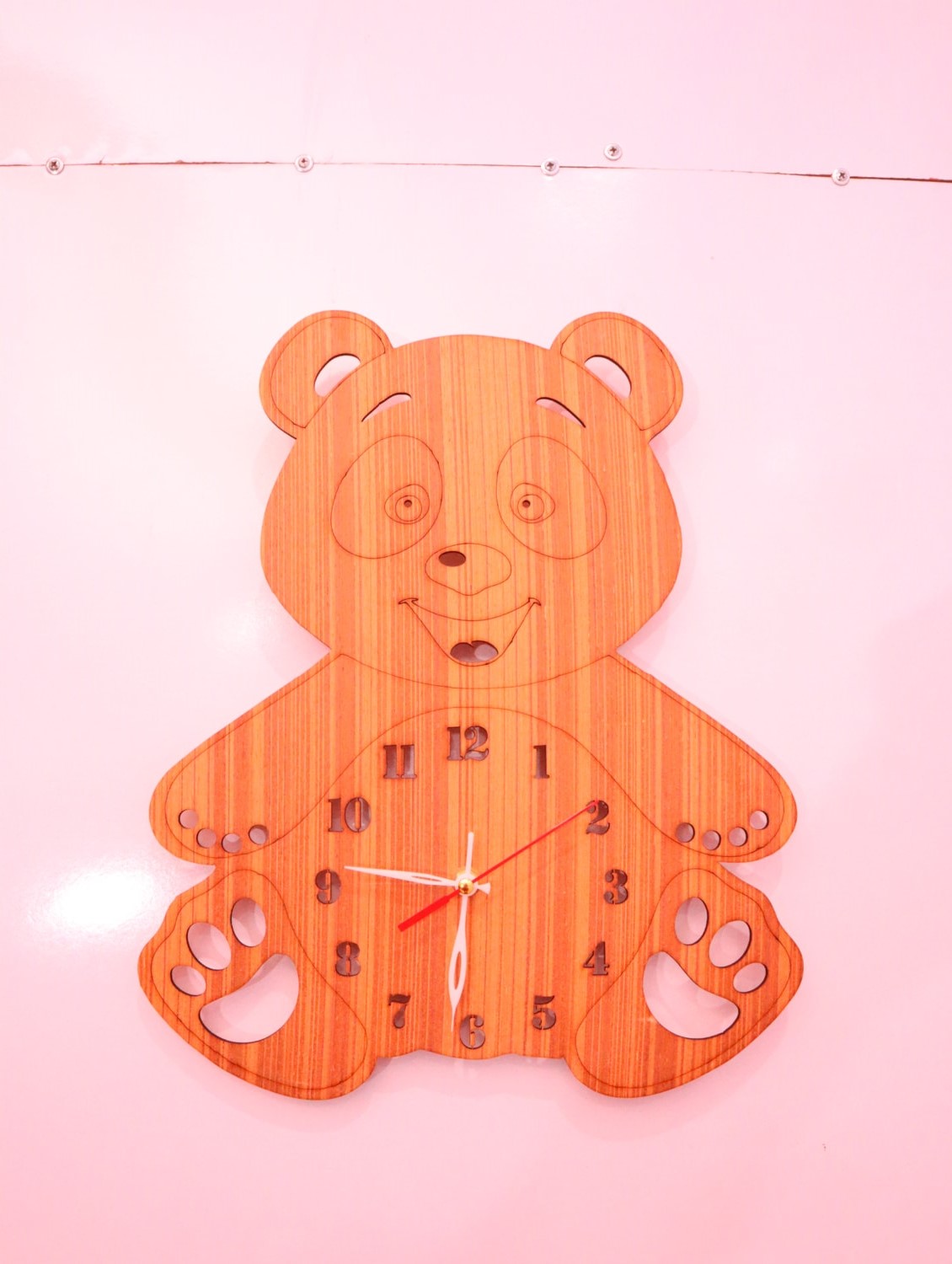 Laser Cut Wooden Bear Wall Clock Free Vector