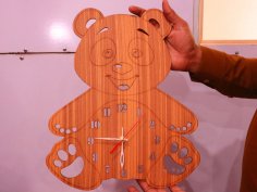 Laser Cut Wooden Bear Wall Clock Free Vector
