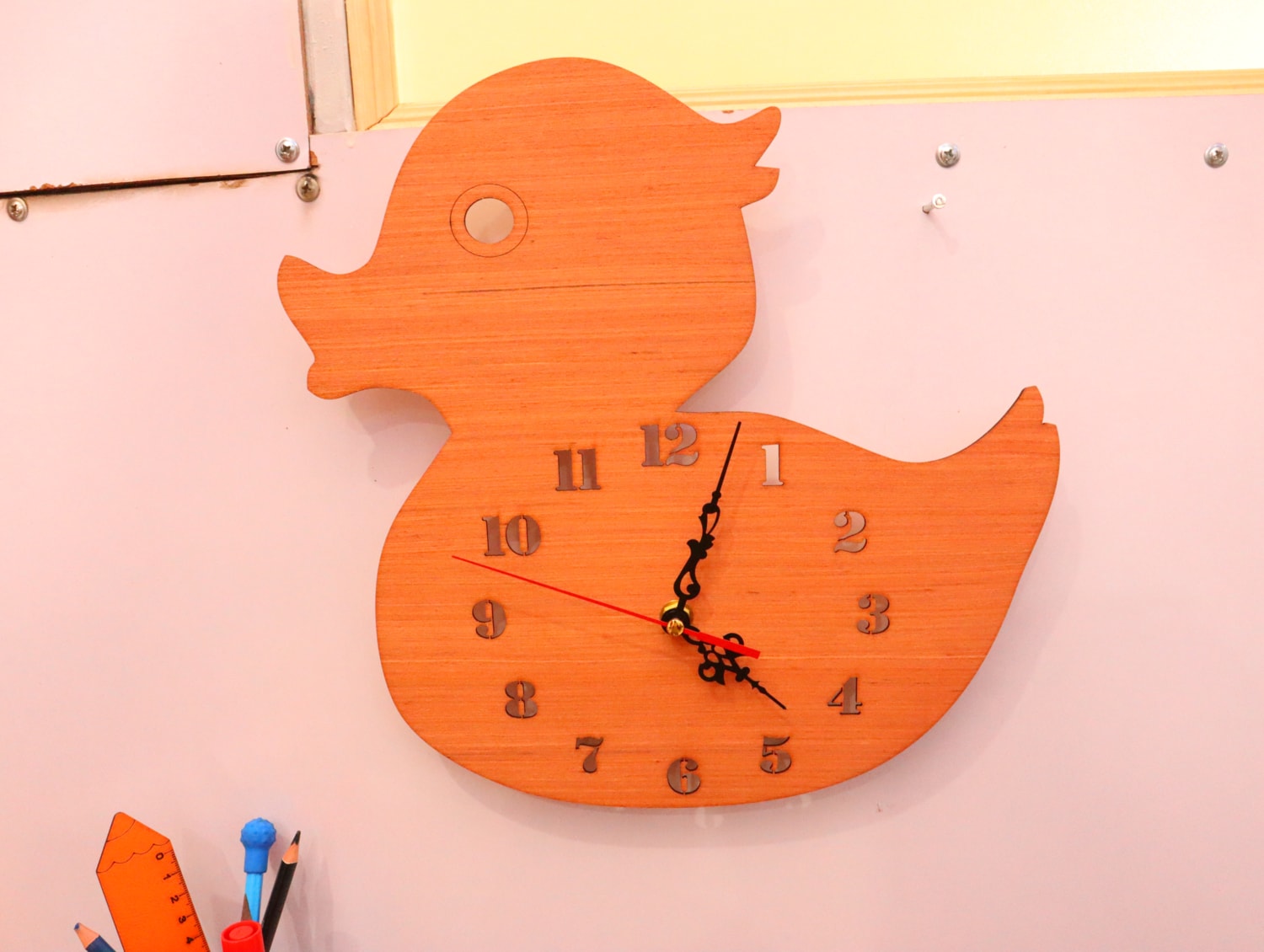 Laser Cut Duck Wall Clock Kids Room Decor Free Vector