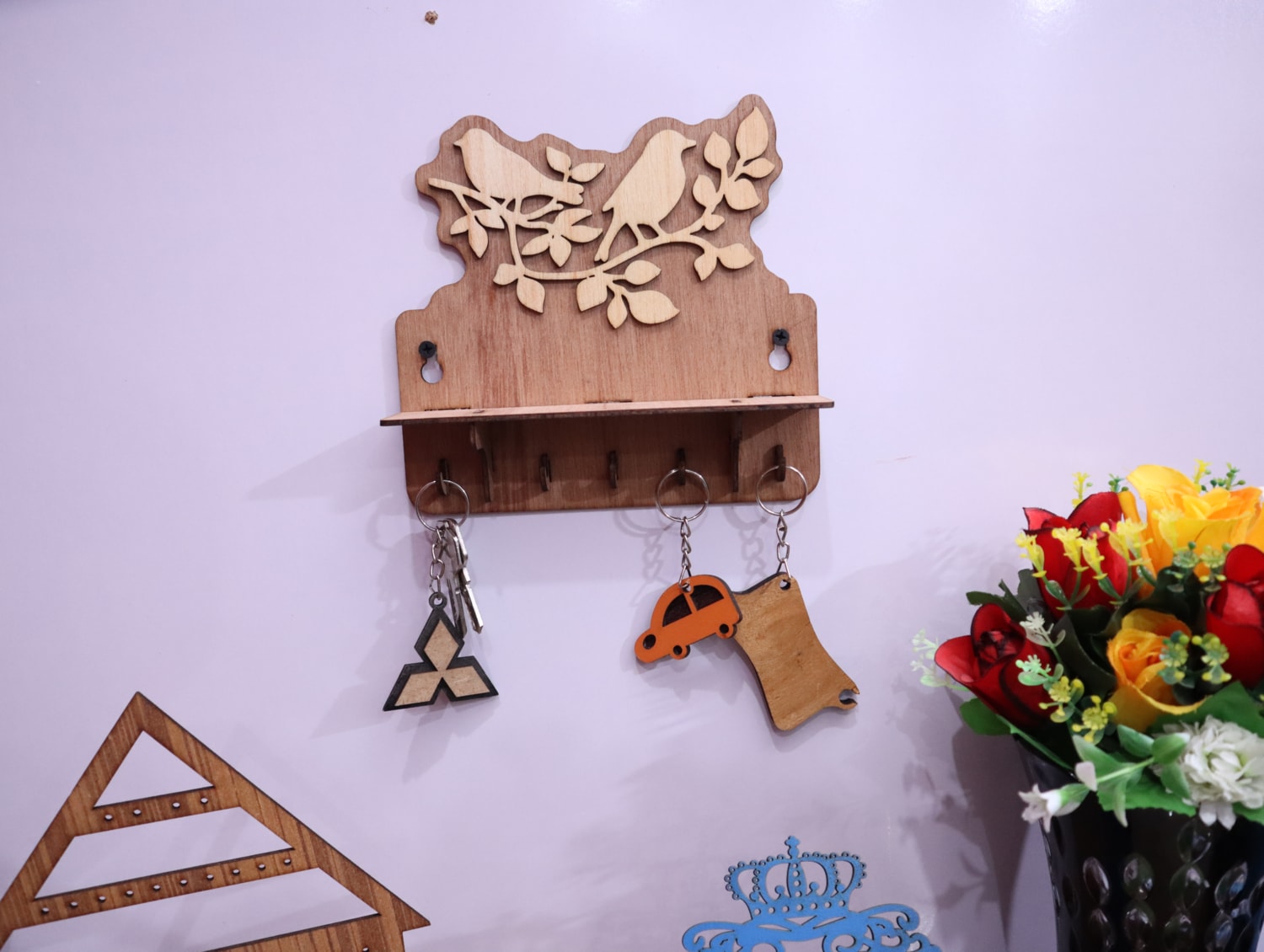 Laser Cut Bird Key Holder 3mm Free Vector