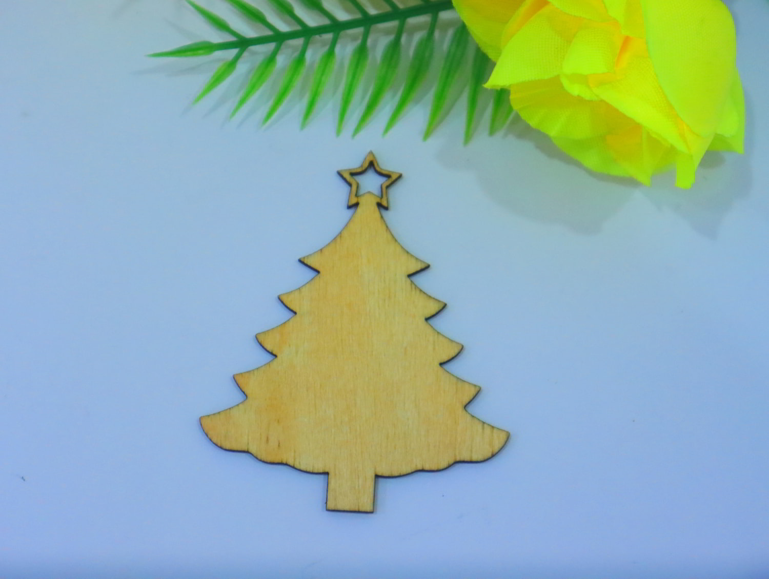 Laser Cut Christmas Tree Wooden Blank Shape Hanging Ornament SVG DXF 