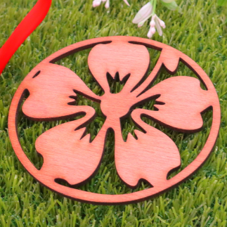 Laser Cut Hibiscus Flower Tea Coaster Free Vector