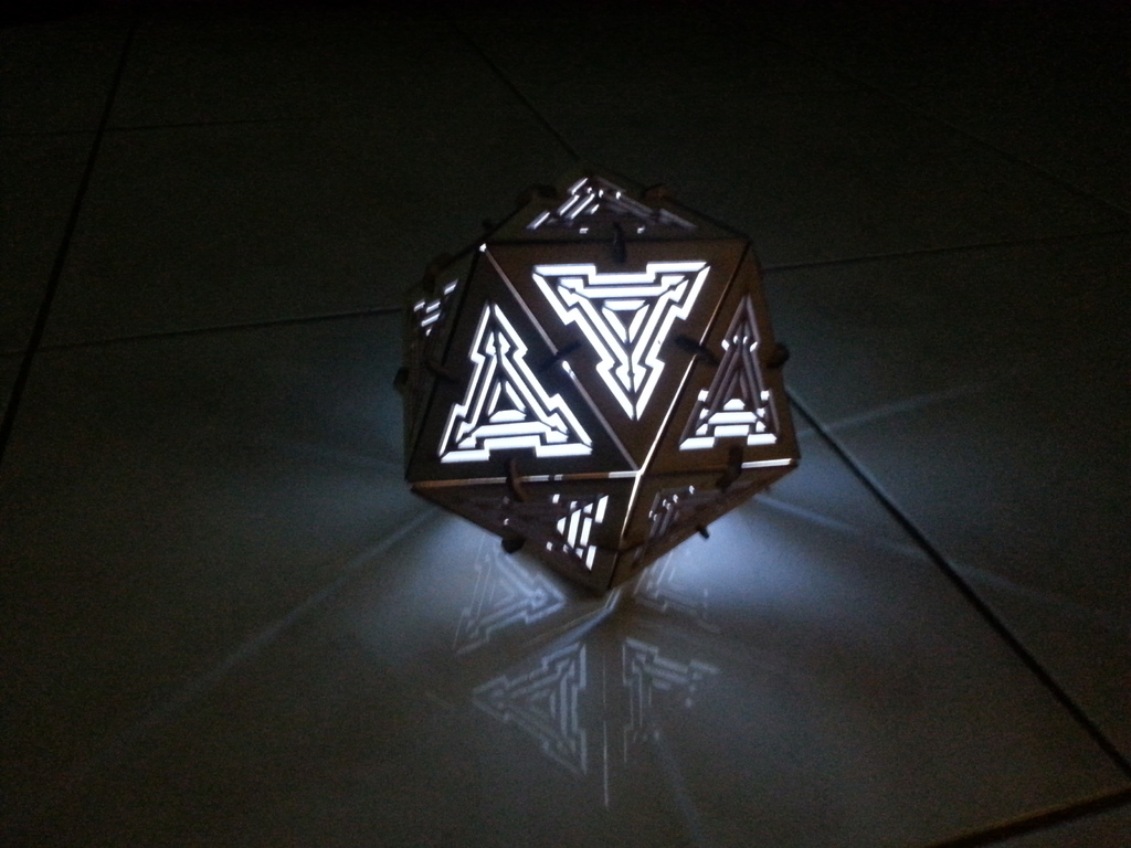 Laser Cut Icosahedron Lamp 3mm Free Vector