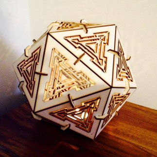 Laser Cut Icosahedron Lamp 3mm Free Vector