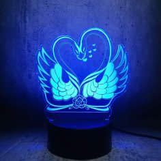 Laser Cut Swan Love Heart Illusion Lamp Free Vector