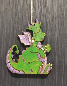 Laser Cut Baby Dragon Ornament Free Vector