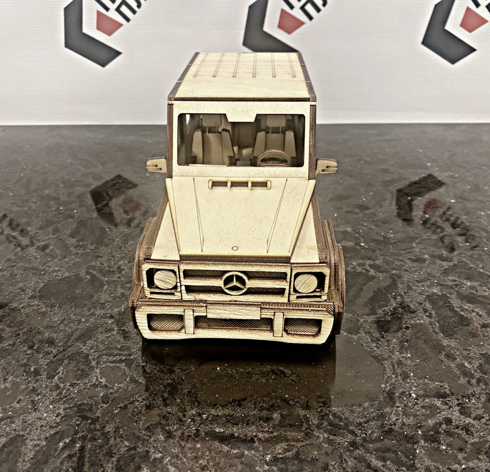 Laser Cut Mercedes G-Class 3D Wooden Model Free Vector