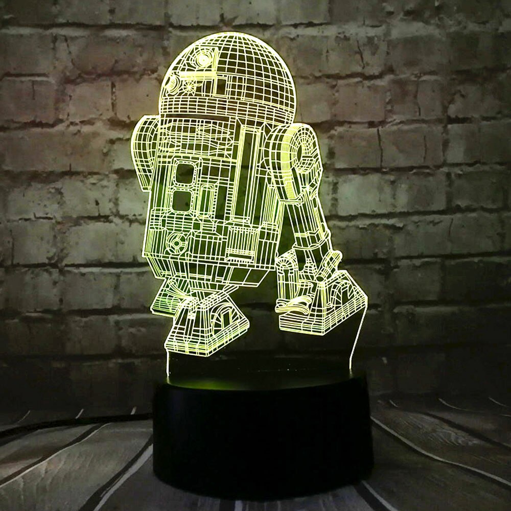 Lámpara de ilusión 3D R2-D2 de Star Wars cortada con láser