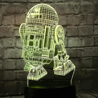 Laser Cut Star Wars R2-D2 3D Illusion Lamp Free Vector