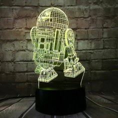 Wycinana laserowo lampa iluzoryczna Star Wars R2-D2 3D