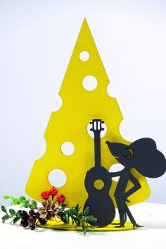 Laser Cut Mouse with Guitar Free Vector
