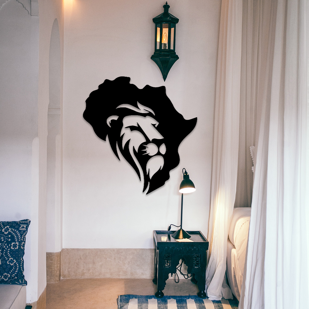 Decorazione da parete con leone africano tagliato al laser