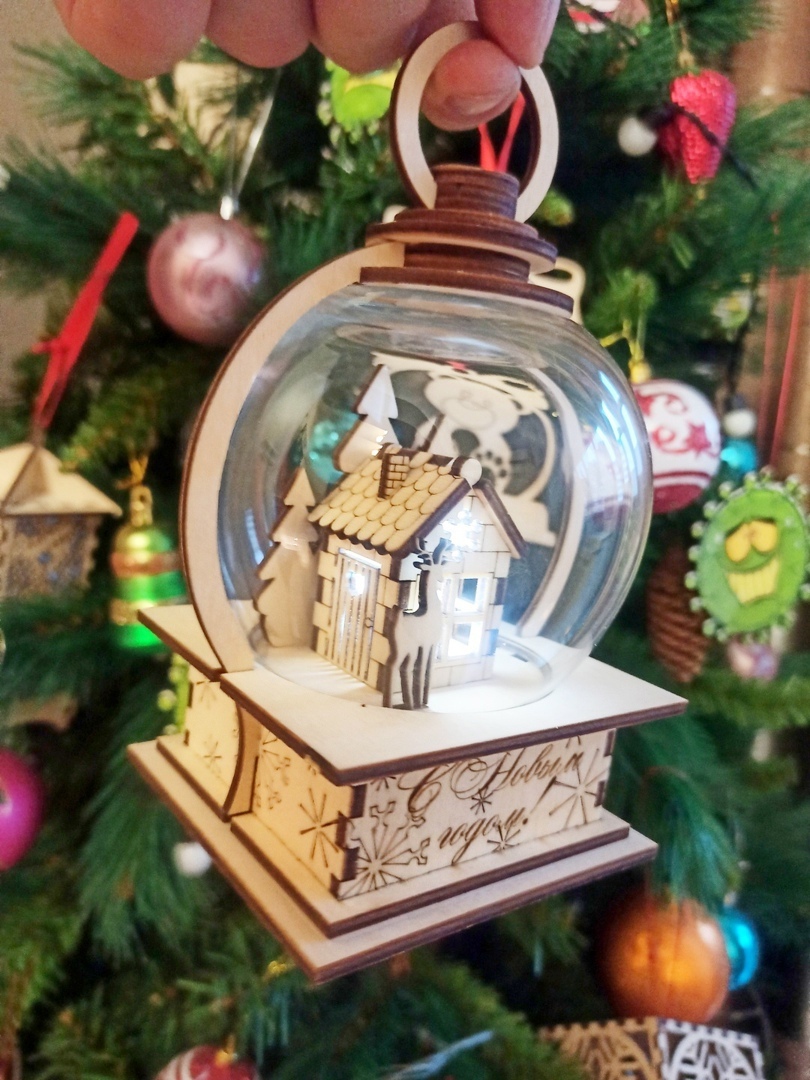 Лазерная резка деревянного шара Лампа Рождественский декор