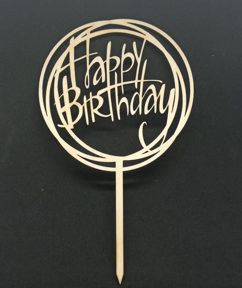 Topo de bolo feliz aniversário decoração corte a laser