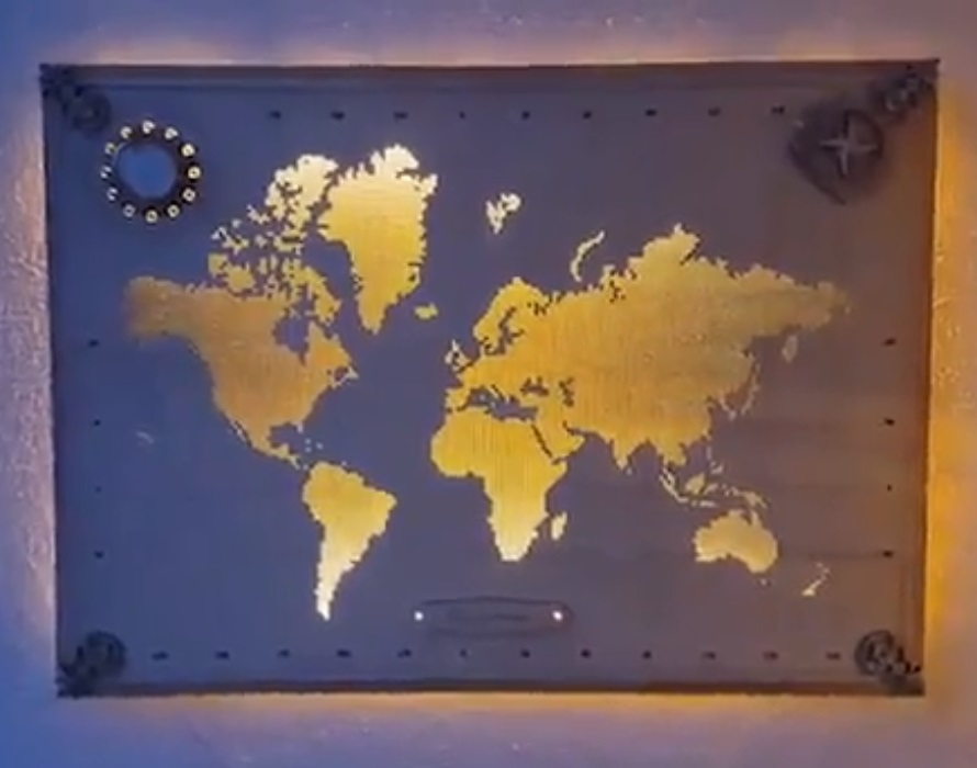 Лазерная резка карты мира Настенный декор