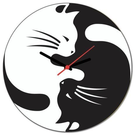 Relógio de parede para gatos Yin Yang cortado a laser