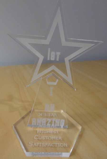 Trofeo premio acrilico stella taglio laser