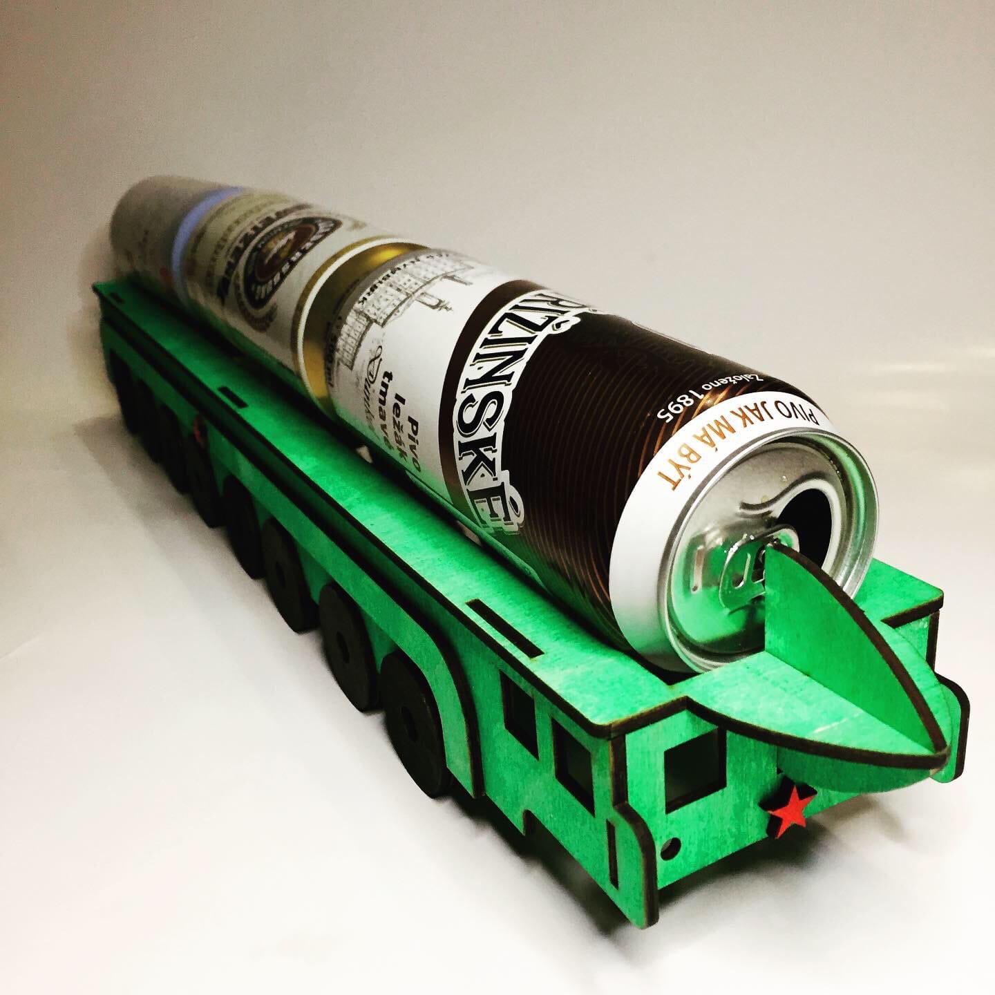 Laser Cut Beer Can Holder Ballistic Missile RT-2PM2 Topol-M Shaped Free Vector