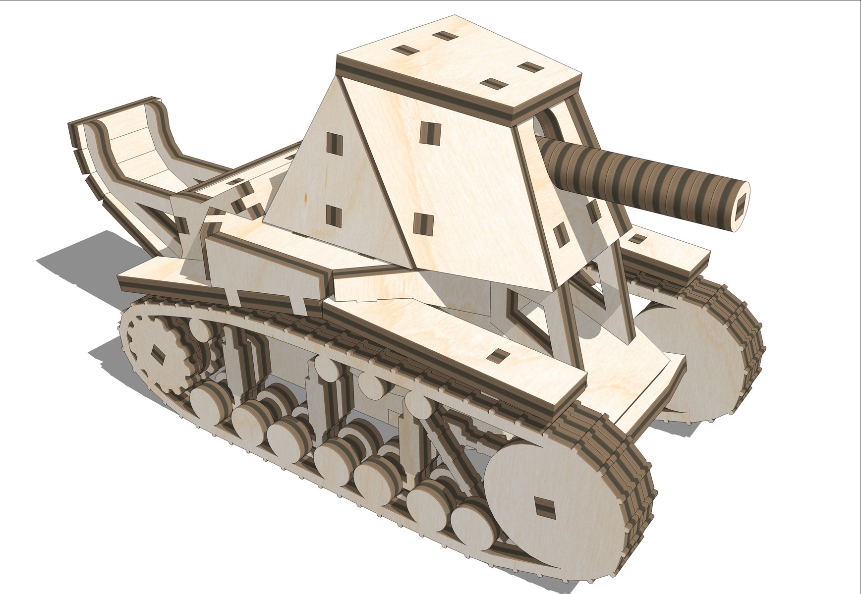 Quebra-cabeça 3D de madeira com tanque cortado a laser SU-18